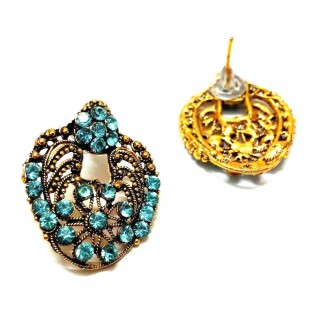 Golden Oxidized Women Earrings Jhumka Jhumki Jewelry Push Back Drop Dangle 49